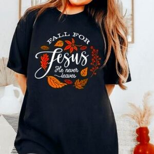 🦋 Black Graphic Tee with Fall Design